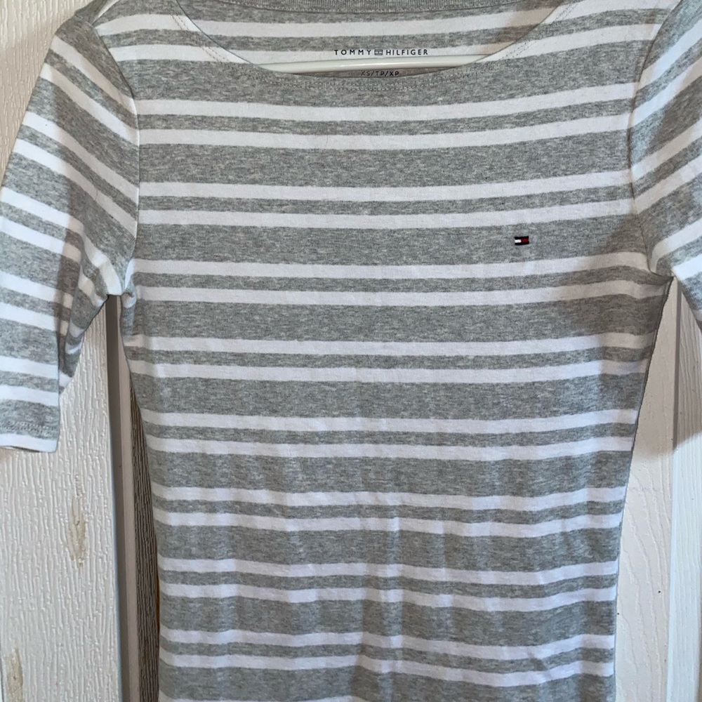 Tommy Hilfiger white and grey striped shirt